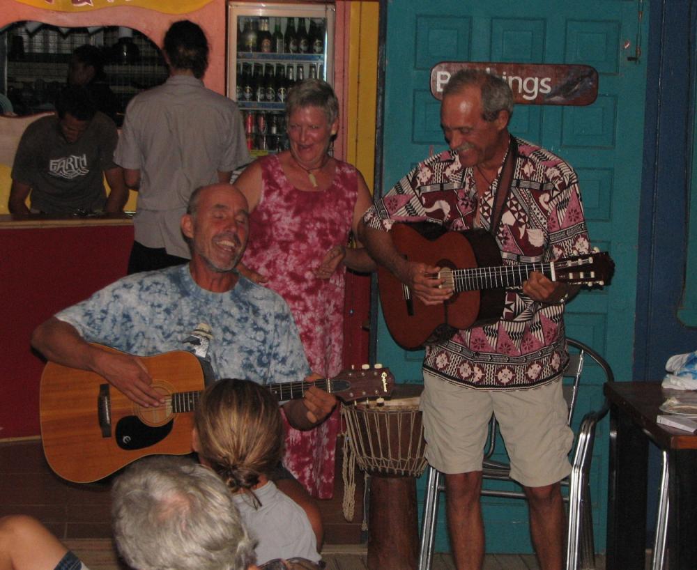 Hans and Jim belt out Annabelle: At the open mic night in Vavau, Tonga 2007